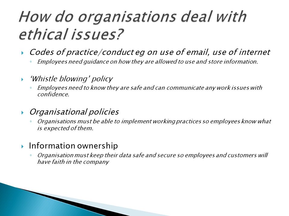 Organisational Policies Companys Use